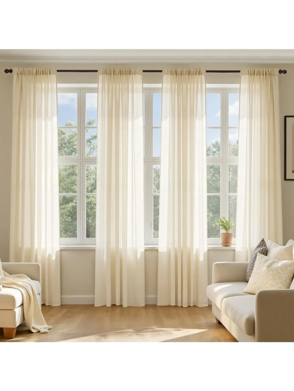 Elegant Butter Cream Sheer Curtains, 84
